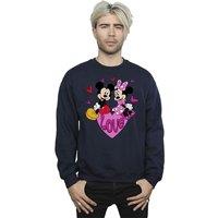 Disney Men's Love Mickey & Minnie Mouse Hearts Sweatshirt in Navy | Size: 3XL