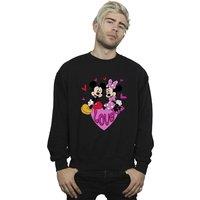 Disney Men's Love Mickey & Minnie Mouse Hearts Sweatshirt in Black | Size: Large