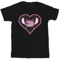 Lilo & Stitch Men's Angel Heart Cotton T-Shirt in Black | Size: 2XL
