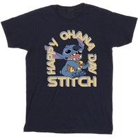 Lilo & Stitch Men's Day Of Ohana Cotton T-Shirt in Navy | Size: 2XL