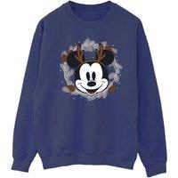 Disney Men's Mickey Mouse Reindeer Wreath Sweatshirt in Navy | Size: XL