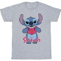 Lilo & Stitch Men's Reading Standing T-Shirt in Grey | Size: Medium