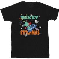 Lilo & Stitch Men's Merry Stitchmas Cotton T-Shirt in Black | Size: Small
