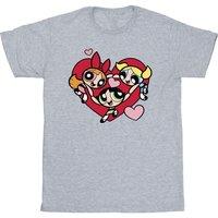 Powerpuff Girls Men's Holding Hands Heart T-Shirt in Grey | Size: Medium