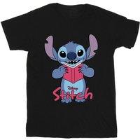 Lilo & Stitch Men's Reading Standing Cotton T-Shirt in Black | Size: Medium