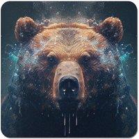 Warren Reed - Designer Brown Bear Face Splashart Coasters - Set of 4