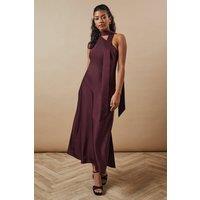 Oasis Women's Petite Occasion Tie Bias Maxi Dress in Chocolate | Size: 14