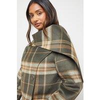 Oasis Women's Check Scarf Longline Jacket Coat in Taupe | Size: 12