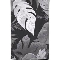 Warren Reed - Designer Black White Tropical Leaves Tea Towel in Grey