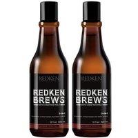 Redken Brews 3-in-1 Shampoo, Conditioner & Body Wash 300ml Double in Clear
