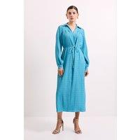 Principles Women's Crinkle Crepe Belted Shirt Dress in Blue | Size: 10