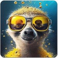Warren Reed - Designer Meerkat With Golden Glasses Splashart Coasters - Set of 4 in Yellow