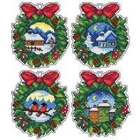 Orchidea CHRISTMAS WREATH - Counted Cross Stitch Kit: Christmas Wreaths: Set of 4