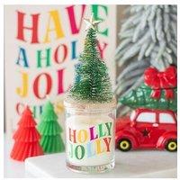 KDMD Holly Jolly Pine & Fir Glass Candle with Tree in White