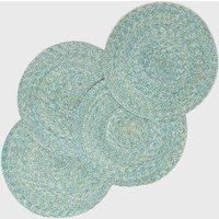Homescapes Handwoven Round Placemats Set of 4 in Aqua