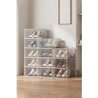 Living and Home 12Pcs Plastic Stackable Shoe Storage Box Organiser in White