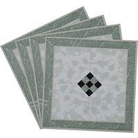 Living and Home 30pcs Self-Adhesive Marble-Effect Floor Sticker with Border & Diamond Inlay, 2.787m in Green