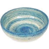 Verano Spanish Ceramics Pastel Beach Hand Painted Kitchen Dining Table Shallow Bowl Set of 4 (Diam) 14cm in Blue