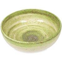 Verano Spanish Ceramics Pastel Beach Hand Painted Kitchen Dining Table Shallow Bowl Set of 4 (Diam) 14cm in Green