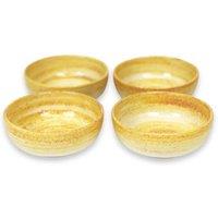 Verano Spanish Ceramics Pastel Beach Hand Painted Kitchen Dining Table Small Bowl Set of 4 (Diam) 10cm in Orange