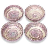 Verano Spanish Ceramics Pastel Beach Hand Painted Kitchen Dining Table Small Bowl Set of 4 (Diam) 10cm in Lilac