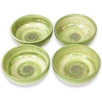 Verano Spanish Ceramics Pastel Beach Hand Painted Kitchen Dining Table Small Bowl Set of 4 (Diam) 10cm in Green