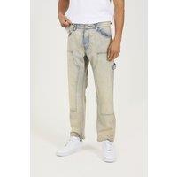 Brave Soul Men's Loose Fit Carpenter Style Denim Jeans in Light Sand | Size: 34R