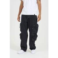 Brave Soul Men's Cargo Style Wide Leg Denim Jeans in Black | Size: 32R