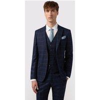 Antique Rogue Men's Windowpane Check Slim Fit Jacket in Blue | Size: 36R