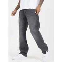 Brave Soul Men's Wide Leg Denim Jeans With Side Hem Split Detail in Charcoal | Size: 32R