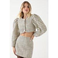 MissPap Women's Boucle Cropped Button Down Jacket in Mono | Size: 8