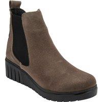Lotus Women's Taupe Suede 'Dresden' Wedge Ankle Boots | Size: 4