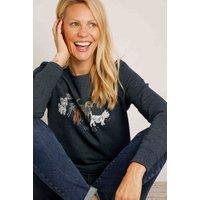 Weird Fish Women's Chidham Graphic Crew Neck Sweatshirt in Navy | Size: 20