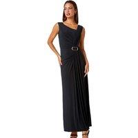 Roman Women's Draped Buckle Detail Maxi Dress in Black | Size: 18