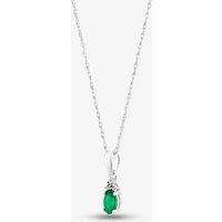 T.H.Baker Women's 9ct White Gold 0.19ct Emerald & 0.007ct Diamond Pendant QP00178 9KW-EM in Green | Size: 16-18inch