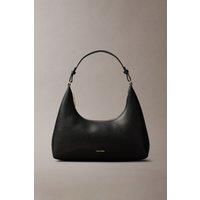 Calvin Klein Women's Foil Logo Shou﻿Lder Bag Black/Toasted Coconut in Black