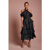 Coast Women's Petite Cold Shoulder Chiffon Midaxi Dress in Black | Size: 10