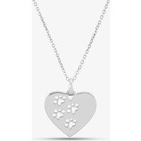 T.H.Baker Women's Silver Heart With Cut Out Paw Prints Pendant Necklace SP05946B | Size: Standard