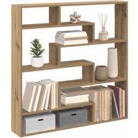 Berkfield Home Wall Cube Shelf 7 Compartments Artisian Oak Engineered Wood in Brown