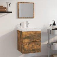 Berkfield Home Bathroom Furniture Set Smoked Oak Engineered Wood in Brown