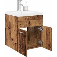 Berkfield Home Sink Cabinet with Built-in Basin & Faucet Old Wood in Brown