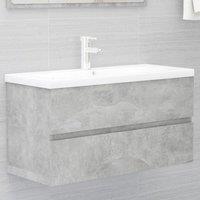 Berkfield Home Sink Cabinet with Built-in Basin Concrete Grey Engineered Wood