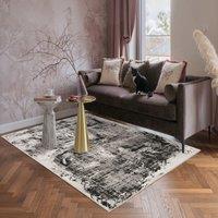 Desire Rugs Mayfair Living Room Area Rug Metallic Sheen Modern Canvas Design in Black | Size: 120 cm x 170 cm