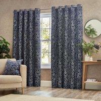 Wylder Nature Bali Botanical Jacquard Eyelet Curtains in Midnight | Size: 229 cm width x 183 cm drop