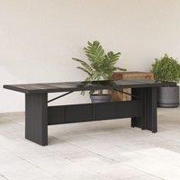 Berkfield Home Garden Table with Glass Top Black 240x90x75 cm Poly Rattan | Size: 240 x 90 x 75 cm