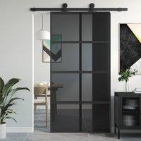 Berkfield Home Sliding Door Black 102.5x205 cm Tempered Glass & Aluminium