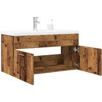 Bathroom Sink Cabinet with Built-in Basin Old Wood