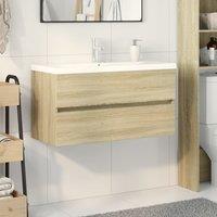 Berkfield Home 2 Piece Bathroom Furniture Set Ceramic & Engineered Wood in Brown