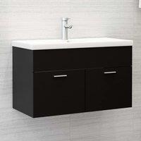 Berkfield Home Sink Cabinet with Built-in Basin Black Engineered Wood
