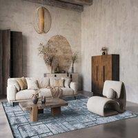 Desire Rugs Belgravia Living Room Area Rug Metallic Sheen Modern Cobble Design in Navy | Size: 200 cm x 290 cm